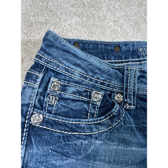 Miss Me Womens Size 28 Cuffed‎ Capri Jw5755P3 Thick Stitch Embellished - Picture 2 of 16